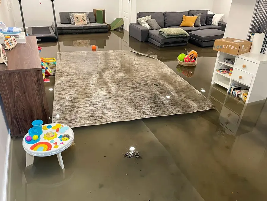 Spring thaw flood water inside an Antioch, IL home