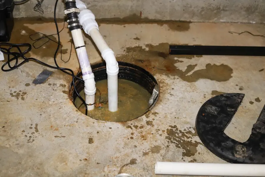 A failed sump pump in an Antioch, IL basement pit